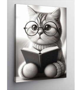 Kanvas Tablo Kitap Okuyan Kedi