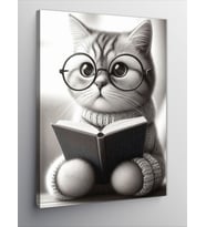 Kanvas Tablo Kitap Okuyan Kedi