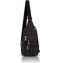 Unisex Siyah Çapraz Askılı Çanta Göğüs Çanta Çok Bölmeli Günlük Omuz Çanta Bodybag