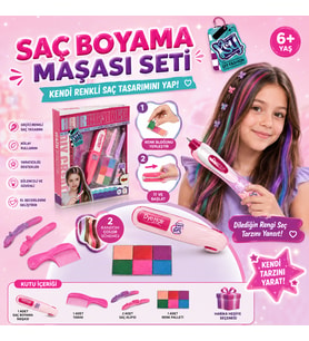 Saç Boyama Maşası Seti Renkli Geçici Saç Tasarım Kiti Kendin Yap Saç Süsleme ve Stil Oyuncağı