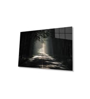 Ağaçlı Yol Cam Tablo 4mm Dayanıklı Temperli Cam Parkway Glass Wall Art