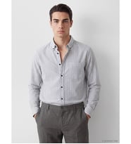 LCWAIKIKI Classic Lacivert Regular Fit Çizgili Oxford Erkek Gömlek