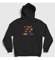 Presmono Unisex Beyaz Treat People With Kindness Harry Styles Kapüşonlu Sweatshirt 318903tt (Siyah)