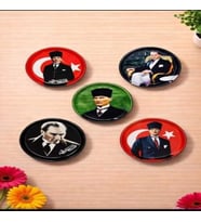 UPEKA 5'li Atatürk Temalı Metal Magnet Set Koleksiyon ve Dekor  Şık Kutulu Hediyelik Ürün 5cm