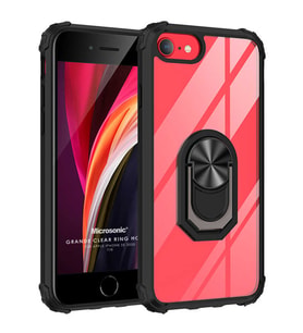 Microsonic Apple iPhone SE 2022 Kılıf Grande Clear Ring Holder Siyah