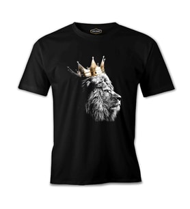 Aslan - Kral Taç Siyah Erkek Tshirt