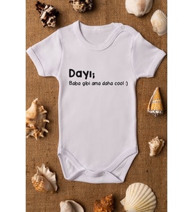 Dayı Baba Gibi Ama Daha Cool Baskılı Beyaz Çıtçıtlı