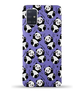 Samsung Galaxy A71 Uyumlu Lansman Kılıf Panda Tasarımlı İçi Kadife Kapak-Mor (Şeffaf)