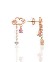 Gümüş rose pembe zirkon taşlı bulut küpe SGTL12347ROSE