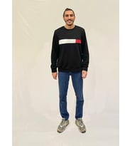 Erkek Bisiklet Yaka Rahat Kalıp 3 iplik Kalın Garnili Sweatshirt SPR24SW35 (Siyah)