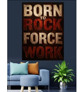 Born To Rock Yazılı Güçlü Poster Dekoratif Kanvas - Mdf Ahşap Tablo