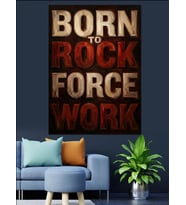 Born To Rock Yazılı Güçlü Poster Dekoratif Kanvas - Mdf Ahşap Tablo