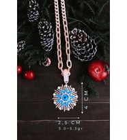 Mavi Kar Tanesi Rose Klipsli Kolye Ucu & Ajda Bilezik Charm  925 Ayar Gümüş