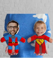 BK Gift Kişiye Özel Fotoğraflı Süper Baba ve Çocuk Tasarımlı 2'li Bebek Yastık Model 1