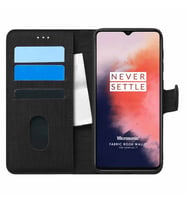 Microsonic OnePlus 7T Kılıf Fabric Book Wallet Siyah