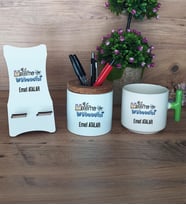 Matematik Mühendisi Hediye Sepeti Kupa Bardak T Kulplu, Kalemlik ve Ahşap Telefon Standı Mühendisler Günü Hediyesi (Model 8)