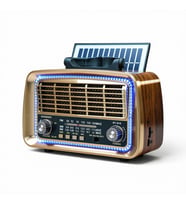 Solar Güneş Panelli Nostaljik Radyo,Ledli Bluetooth Nostalji Radyo