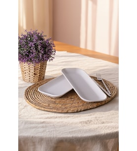 Keramika Beyaz Pergamon Kayık Tabak 26 Cm 2 Adet 006