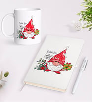 BK Gift Kişiye Özel Yılbaşı Mutlu Yıllar Tasarımlı Beyaz Defter Kalem Kupa Seti - 8