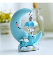 Dekoratif Ay Dede ve Minik Unicorn Temalı Masa Lambası ve Biblo (Sarı)