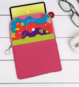 BK Gift Modern Art Tasarımlı Taşınabilir Koruyucu Tablet Kılıfı & Organizer Çanta - Pembe-2
