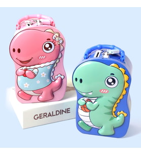 Dinozor Çantalı Ve Kilitli Metal Kumbara, 17X12 (Pembe)