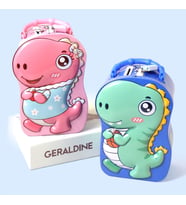 Dinozor Çantalı Ve Kilitli Metal Kumbara, 17X12 (Pembe)