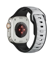 Apple Watch Ultra 49mm Uyumlu Zore KRD-135 Silikon Kordon Strap Kayış (Gümüş-Siyah)