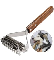 TechTic Evcil Hayvan Tarağı Çift Taraflı Kedi Köpek Kıtık Tüy Topak Açıcı Metal Dişli Ahşap Saplı