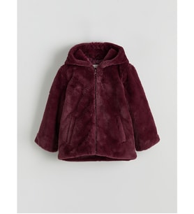 LCW Kids Bordo Kapüşonlu Kız Çocuk Pelüş Mont
