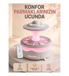 Mey İthalat® 350 ML UFO Tasarımlı Ultrasonik Hava Nemlendirici Yağmur Efektli Gece Lambası