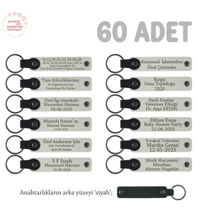 İşletmelere Özel Üretim, Alternatif Promosyonel Anahtarlık, 60' lı Set, Beyaz & Siyah