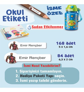 Okul Etiketi Kalem Defter Etiketi Demir Adam Temalı Özel İsim Yazılabilen Etiket - 252Adet