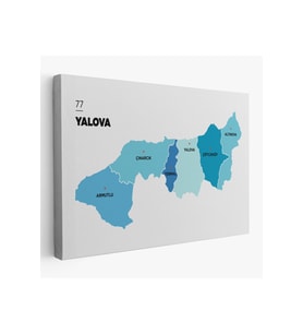 Yalova İli ve İlçeler Haritası  Dekoratif Kanvas Tablo 1483