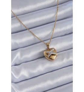 316L Çelik Gold Renk Zirkon Detay Kalp Model Kadın Kolye 5886 - SSSSSS8051-4991