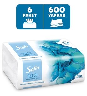 Sofia El ve Yüz Havlusu 100’LÜ x 6 Paket