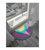 %100 El Örgüsü Balkon/ Kapı Önü Yarım Ay Paspas 90X45 cm (STD)