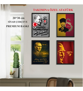 ATATÜRK VE TAKIM BASKILI ÇERÇEVE PREMIUM BASKI