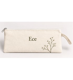 Kişiye Özel Pamuk Çiçeği Baskılı Fermuarlı Clutch El Çantası Makyaj Çantası