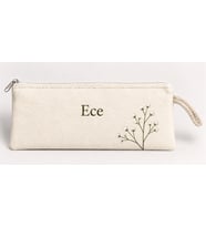 Kişiye Özel Pamuk Çiçeği Baskılı Fermuarlı Clutch El Çantası Makyaj Çantası