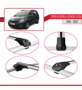 Toyota Corolla Spacio 2 (E120) 2001-2007 Arası ile Uyumlu ACE-1 Ara Atkı Tavan Barı Gri 2 Adet