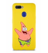 Oppo A12 Soft Premier Kapak Patrick Yıldız Tasarımlı Silikon Kılıf - Sarı (Şeffaf)