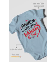 Annem süper ama babam bi tane Kısa Kollu Bebek Body %100 Pamuk