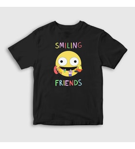 Presmono Unisex Çocuk Siyah Poster Smiling Friends T-Shirt