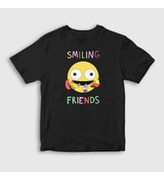 Presmono Unisex Çocuk Siyah Poster Smiling Friends T-Shirt