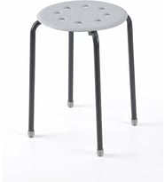 44 cm - Minimalist Yuvarlak Mutfak ve Balkon Taburesi, Üst Üste İstiflenebilir Ergonomik Delikli Ev Taburesi, Gri/Antrasit