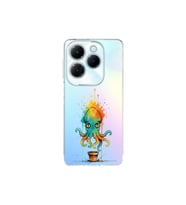 Infinix Hot 40 ile uyumlu Splash ahtapot tasarımlı şeffaf silikon kılıf