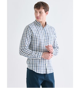 LCWAIKIKI Classic Mavi Regular Fit Uzun Kollu Ekose Armürlü Erkek Gömlek
