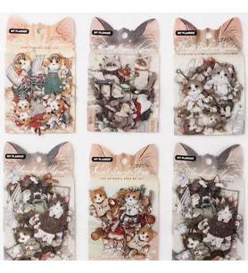 Sevimli Kedi Temalı Dekoratif Sticker Seti - Ajanda, Planner ve Defter Çıkartması (20 Parça)