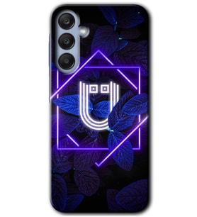 Galaxy A55 Kılıf HD Desen Baskılı Kılıf - Dark Neon Yaprak Ü Harfi